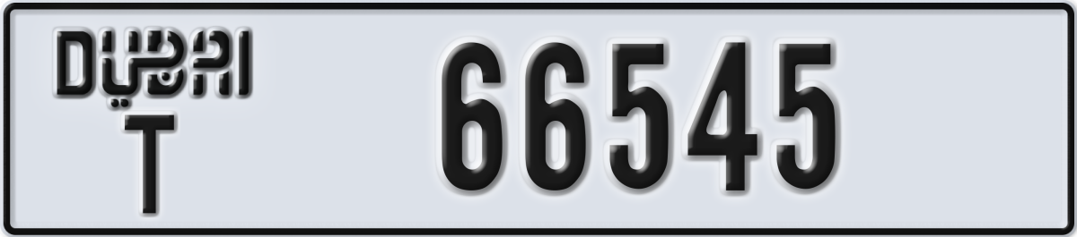 dubai License Plate Number 66545 Code T