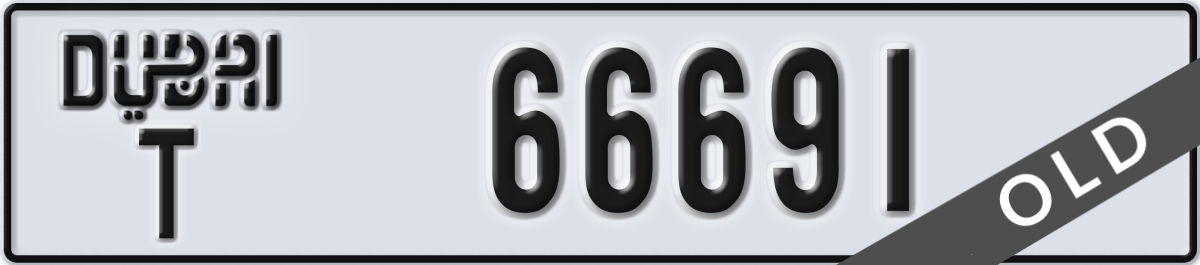 dubai License Plate Number 66691 Code T
