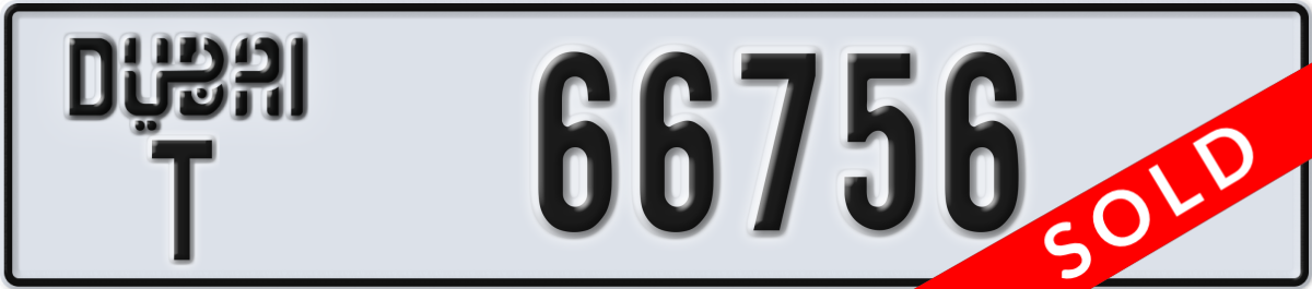 dubai License Plate Number 66756 Code T