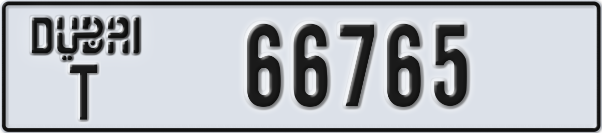 dubai License Plate Number 66765 Code T