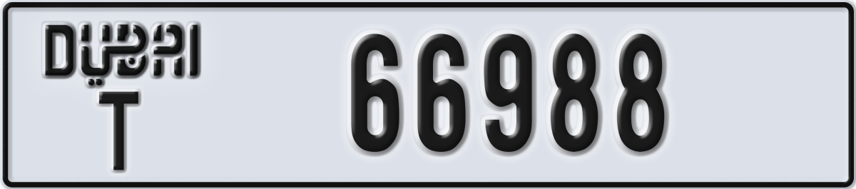 dubai License Plate Number 66988 Code T