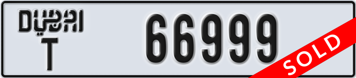 dubai License Plate Number 66999 Code T