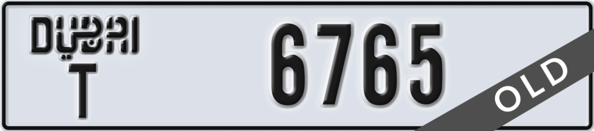 dubai License Plate Number 6765 Code T