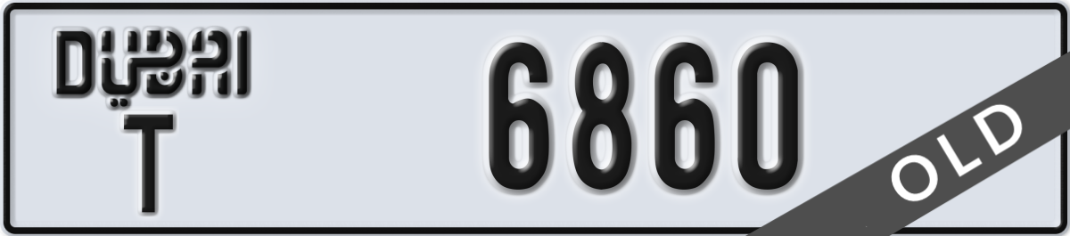 dubai License Plate Number 6860 Code T