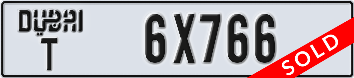 dubai License Plate Number 6X766 Code T