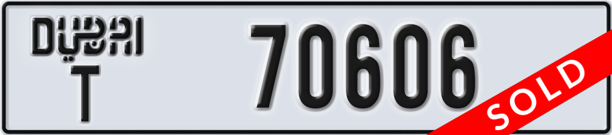 dubai License Plate Number 70606 Code T