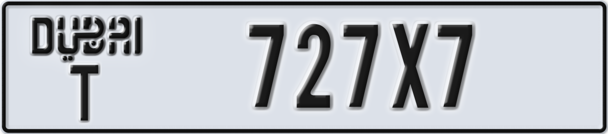 dubai License Plate Number 727X7 Code T
