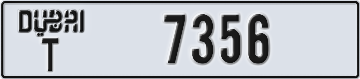 dubai License Plate Number 7356 Code T