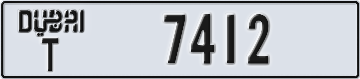 dubai License Plate Number 7412 Code T
