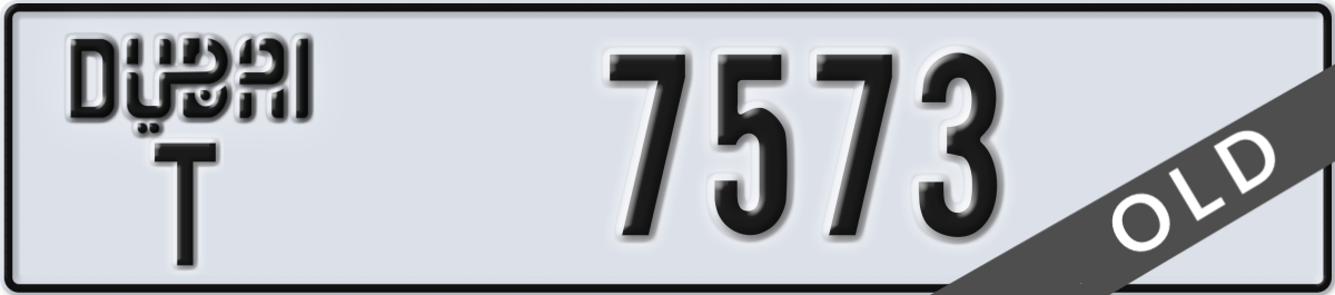 dubai License Plate Number 7573 Code T