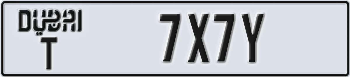 dubai License Plate Number 7X7Y Code T