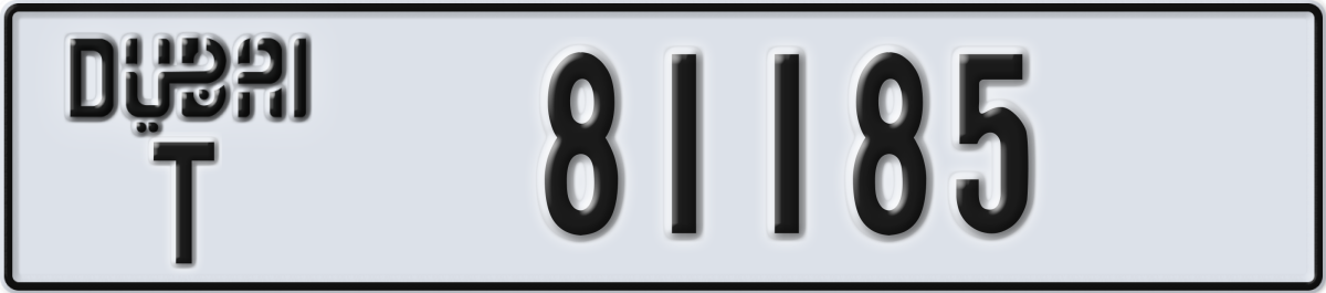 dubai License Plate Number 81185 Code T