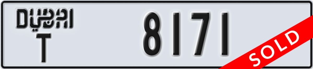 dubai License Plate Number 8171 Code T