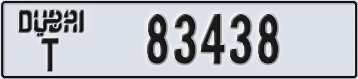 dubai License Plate Number 83438 Code T