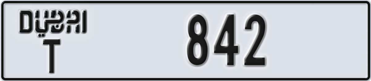 dubai License Plate Number 842 Code T