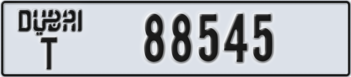 dubai License Plate Number 88545 Code T
