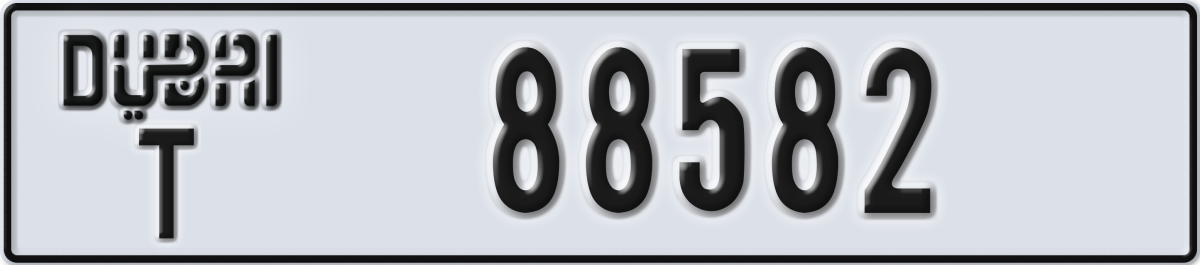 dubai License Plate Number 88582 Code T