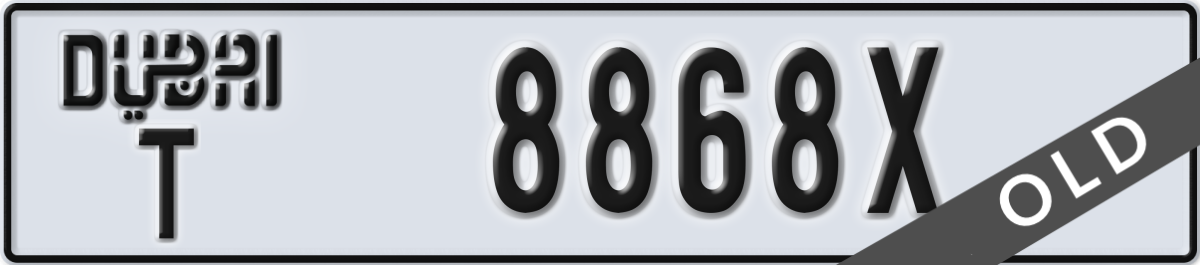 dubai License Plate Number 8868X Code T