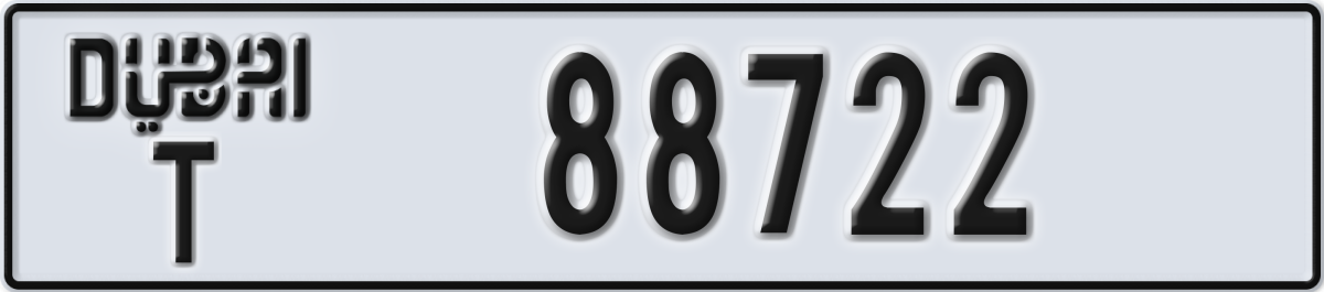 dubai License Plate Number 88722 Code T
