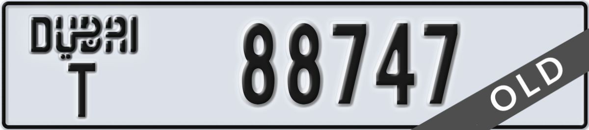 dubai License Plate Number 88747 Code T