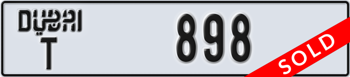 dubai License Plate Number 898 Code T