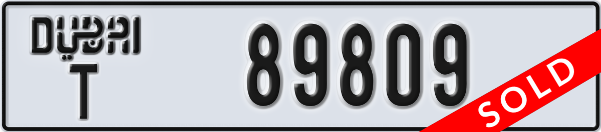 dubai License Plate Number 89809 Code T