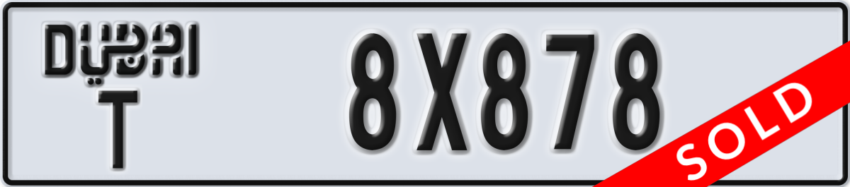 dubai License Plate Number 8X878 Code T