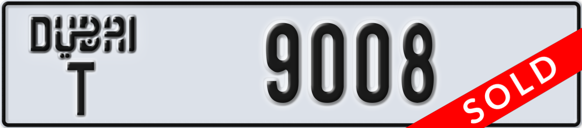 dubai License Plate Number 9008 Code T