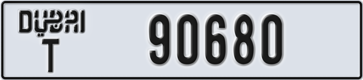 dubai License Plate Number 90680 Code T