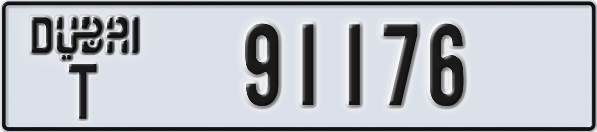 dubai License Plate Number 91176 Code T
