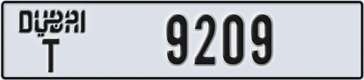 dubai License Plate Number 9209 Code T