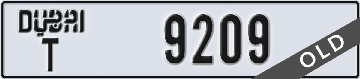 dubai License Plate Number 9209 Code T