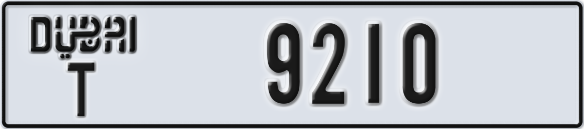 dubai License Plate Number 9210 Code T
