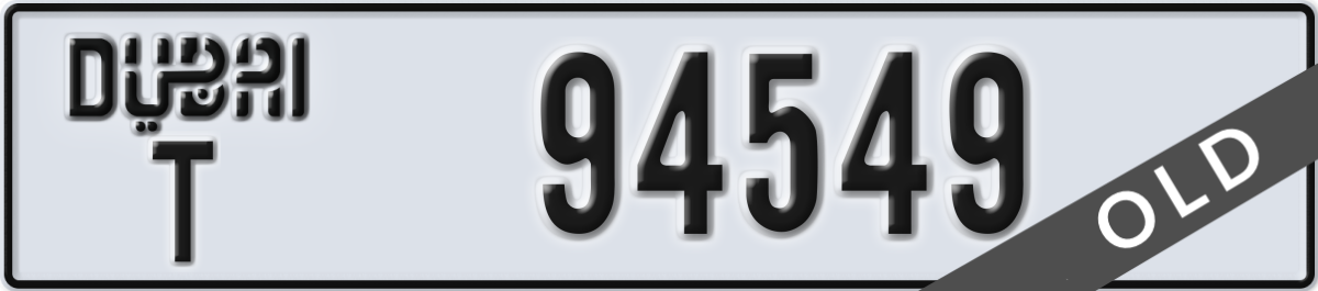 dubai License Plate Number 94549 Code T