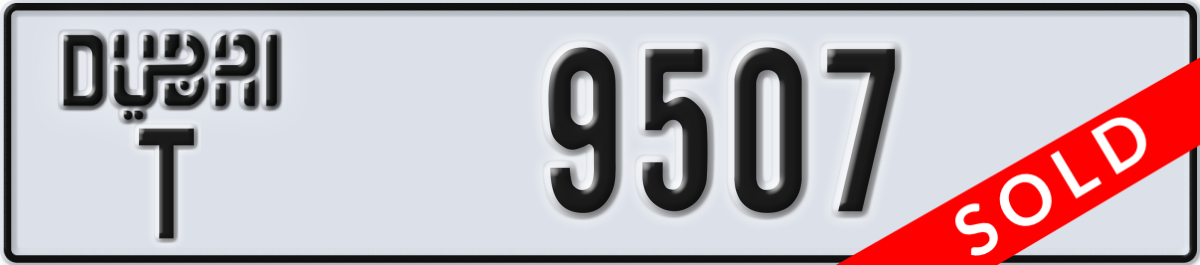 dubai License Plate Number 9507 Code T
