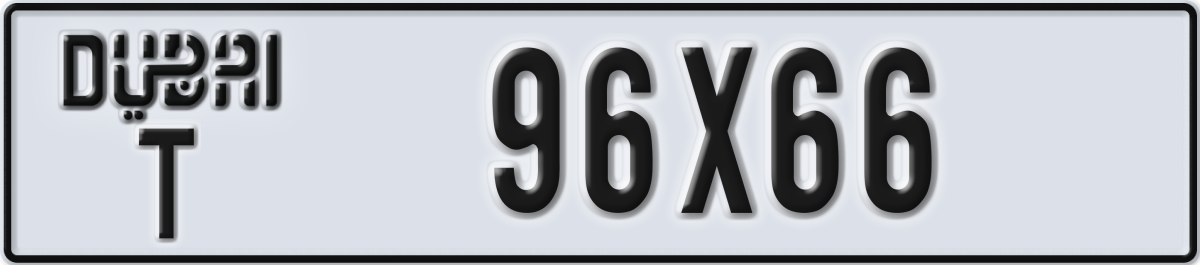 dubai License Plate Number 96X66 Code T
