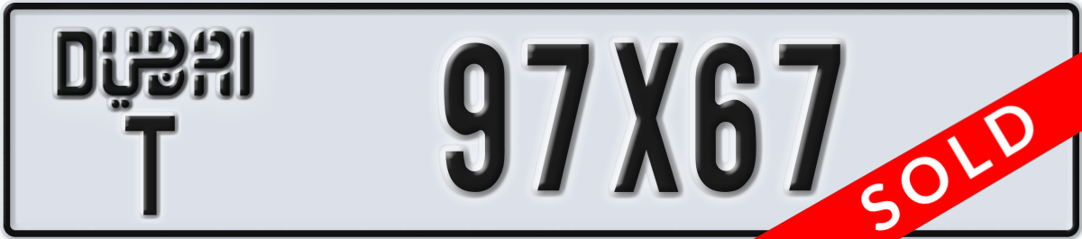 dubai License Plate Number 97X67 Code T