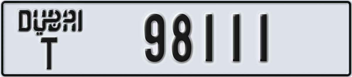 dubai License Plate Number 98111 Code T
