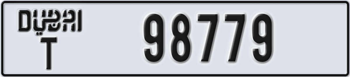 dubai License Plate Number 98779 Code T