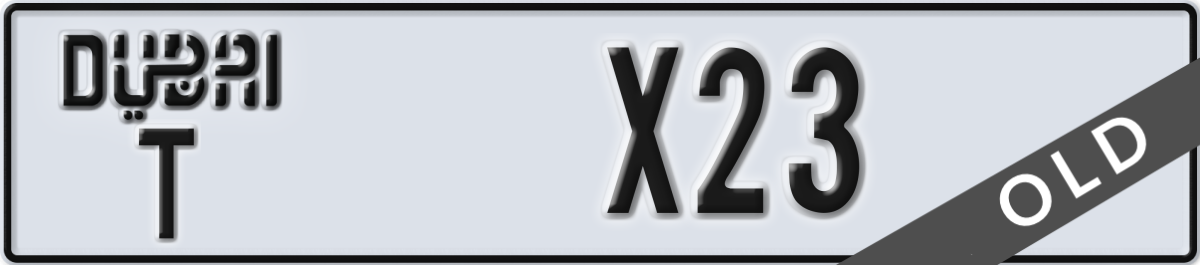 dubai License Plate Number X23 Code T