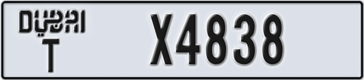 dubai License Plate Number X4838 Code T
