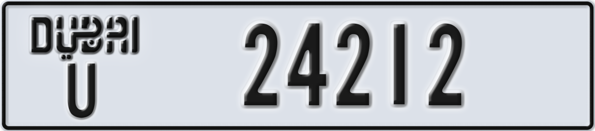 dubai License Plate Number 24212 Code U