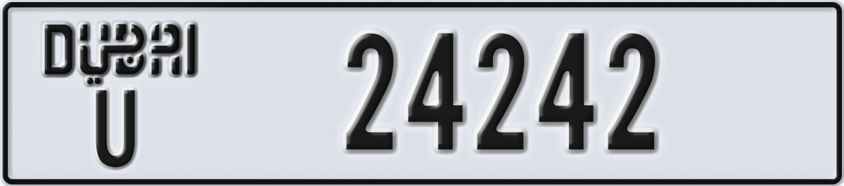 dubai License Plate Number 24242 Code U