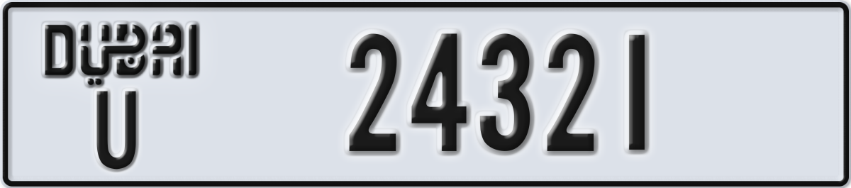 dubai License Plate Number 24321 Code U