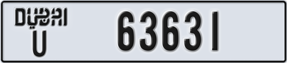 dubai License Plate Number 63631 Code U
