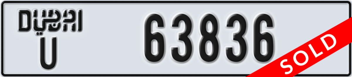dubai License Plate Number 63836 Code U