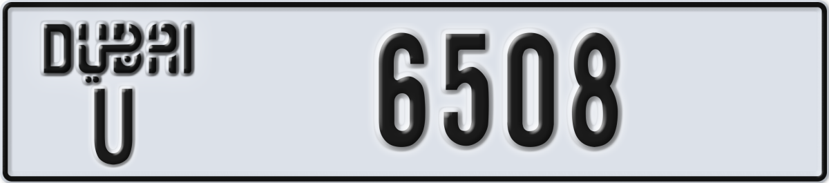dubai License Plate Number 6508 Code U