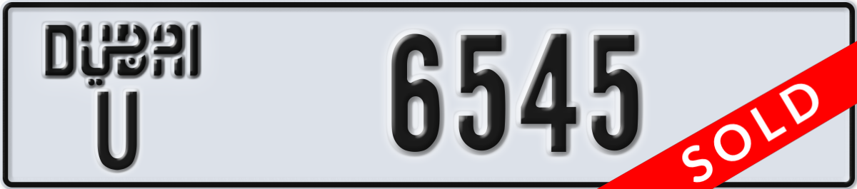 dubai License Plate Number 6545 Code U