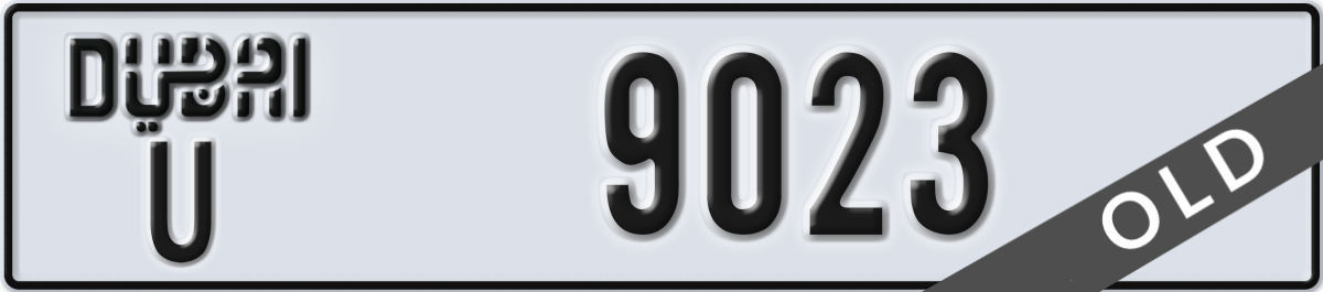 dubai License Plate Number 9023 Code U