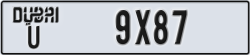dubai - code - U - number -9X87